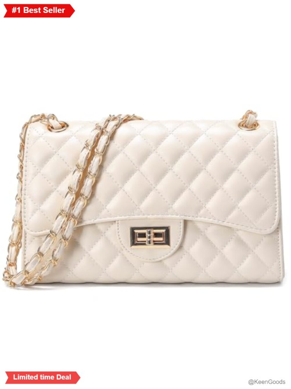 Quilted Faux Leather Crossbody Bag Satchel Vegan Leather Chain Strap